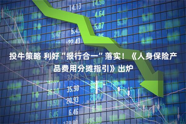 投牛策略 利好“报行合一”落实！《人身保险产品费用分摊指引》出炉